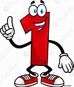 Funny Red Number One 1 Cartoon Character Showing Hand Number - stock ...