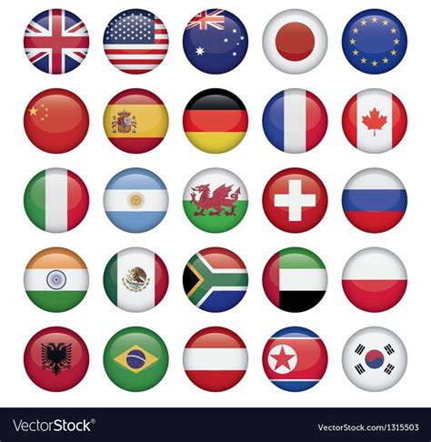 Set Of Round Flags World Top States Zip Includes Dpi