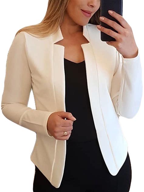 Women Long Sleeve Plain Blazer Suit Tops Jacket Casaul Slim Fit Ol