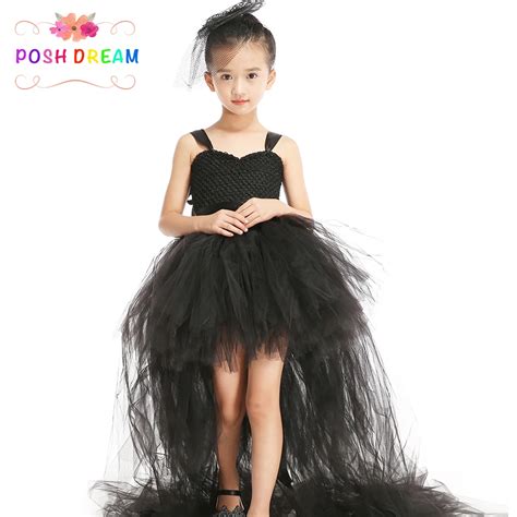Buy Posh Dream Girls Black Tutu Dress With Long Train