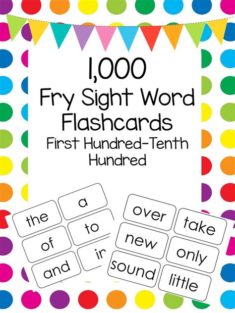 1000 Fry Sight Word Flashcards In A Zip File K 5 Made By Teachers