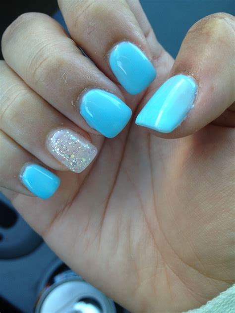 Sky Blue Nails With Glitter Sky Mbg