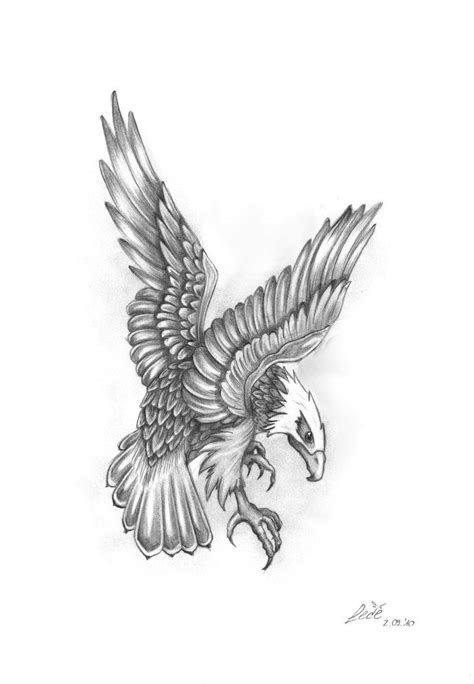 Grey Ink Flying Eagle Tattoo Design Eagle Tattoo Eagle