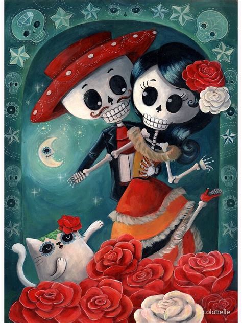 Dia De Los Muertos Couple Of Skeleton Lovers Canvas Print By