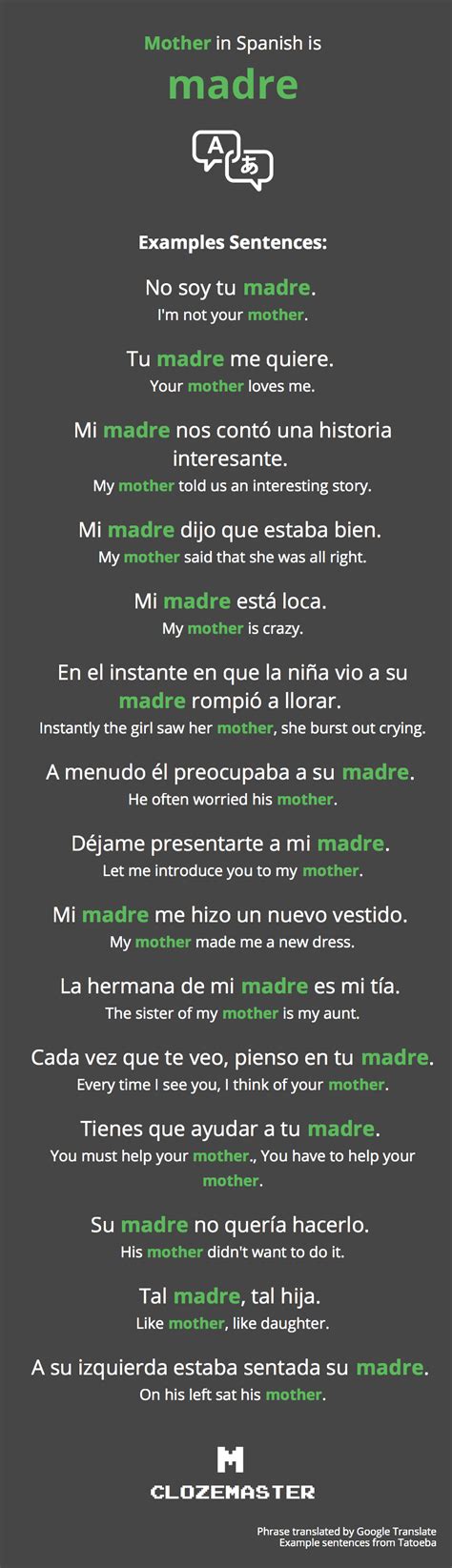 How To Say Mother In Spanish Clozemaster