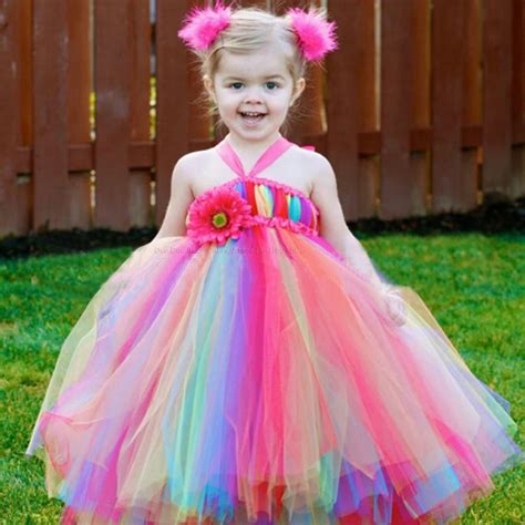Multicolor Rainbow Cute Toddler Dresses 1st Birthday Girl
