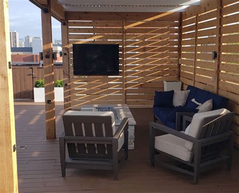 Roof Deck With Louvered Pergola Lakeview Chicago Landscape Design