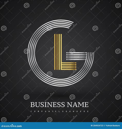 Letter Gl Logo Design Circle G Shape Elegant Silver And Gold Colored