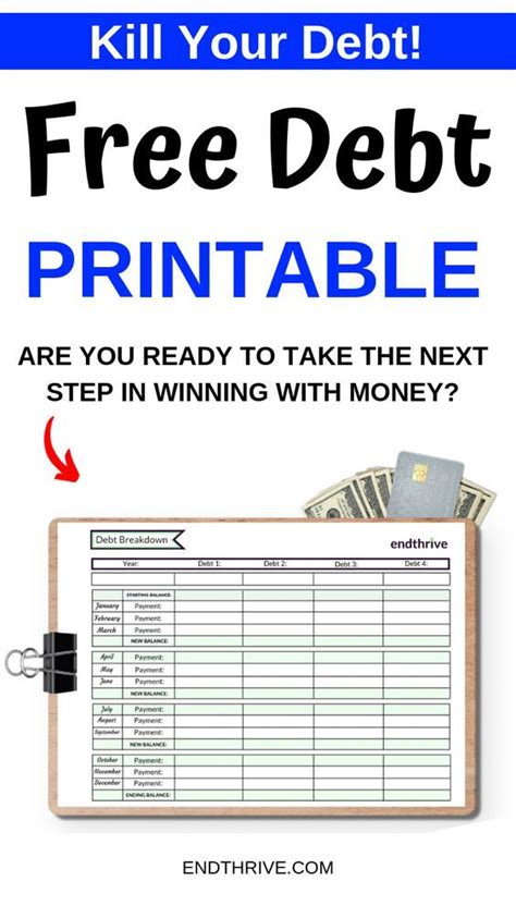 Use This Free Debt Printable To Become Debt Free Debt Payoff Debt