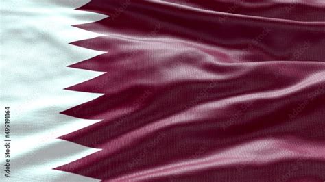 Qatar Flag Is Waving Seamless Animation Qatar Flag Realistic 4k