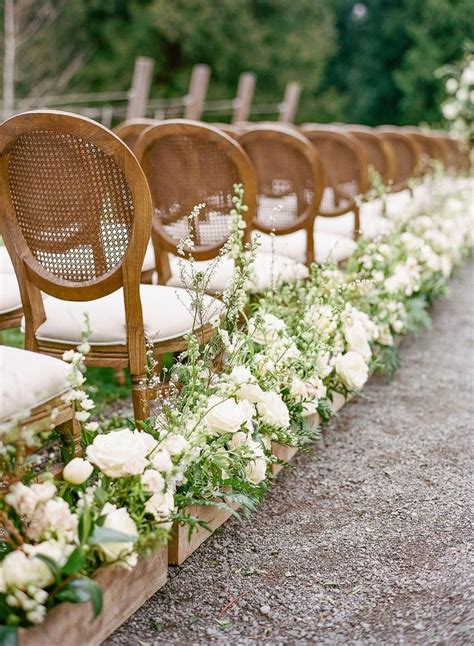 Regina Martin Wedding Aisle Flowers Chairs Pink Peony Aisle Decor Flowers On Wood Chairs