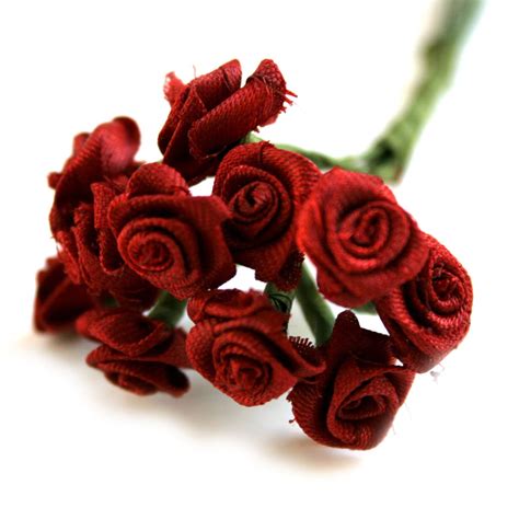 12 Red Mini Roses Artificial Flowers Fabric Flowers