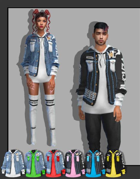 Denim Jacket With Hoodie By Fusionstylesims4 On Deviantart