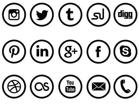 Social Media Icons White Vector