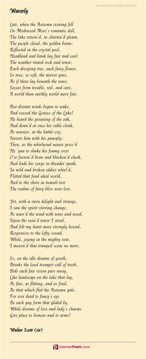 Waverly Poem By Walter Scott Sir