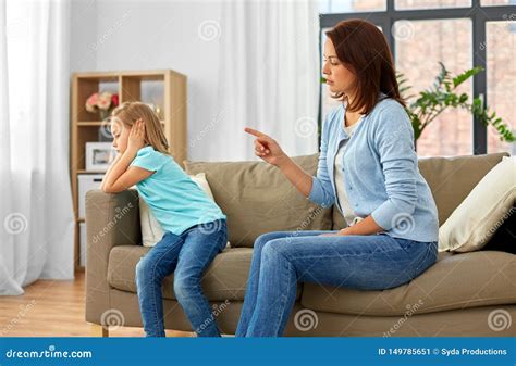 Angry Mother Scolding Her Daughter At Home Stock Image Image Of Girl