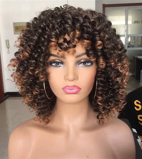 Short Curly Wigs With Bnags For Black Women Kinky Curly Afro Etsy