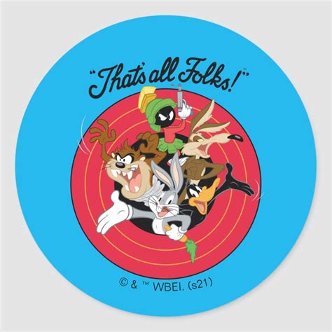 Looney Tunes Thats All Folks Bullseye Group Classic Round Sticker