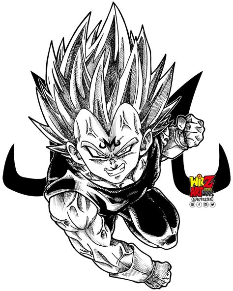 Support characters in dragon ball z: Majin Vegeta! Pigma Micron pens Ink on paper ‍ Scan HD ...