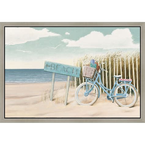 Green Leaf Art Beach Bicycle Ii Framed Painting Print And Reviews