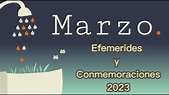 Efemérides y Conmemoraciones de marzo 2023 - Valores del mes de marzo ...