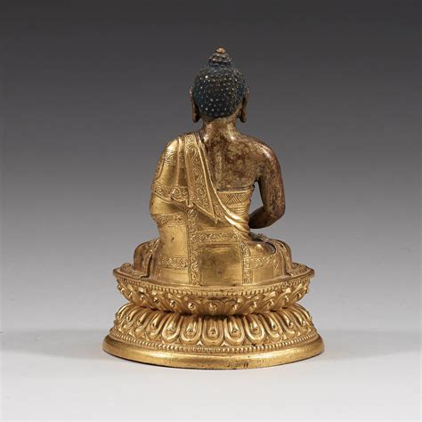 A Sino Tibetan Part Gilt Bronze Figure Of Amitabha Buddha 18th Century