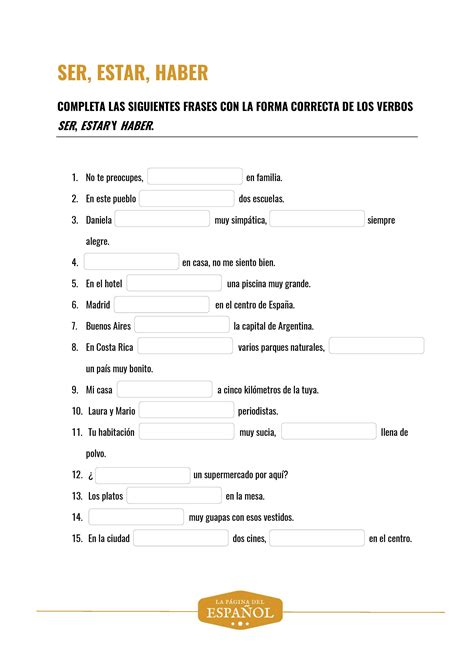 El Verbo Ser En EspañOl Worksheet Answers Printable osian sheet