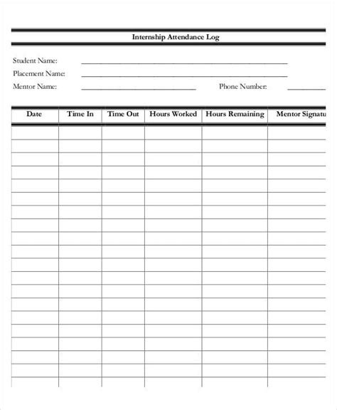 Attendance Log Templates 9 Free Pdf Documents Download
