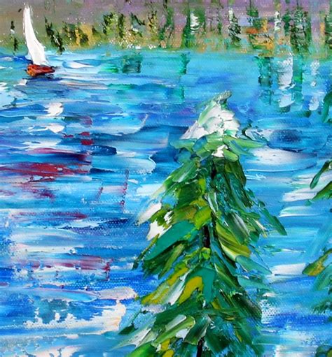 Lake Tahoe Painting Original Oil Landscape Abstract Palette Knife