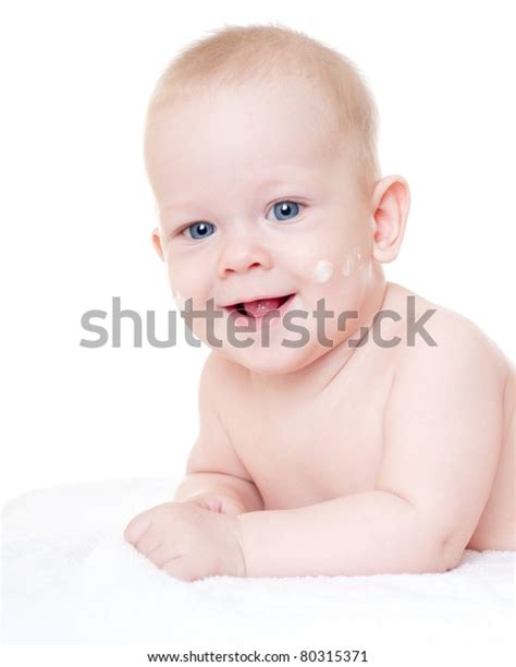 Baby Cream On His Cheeks Stock Photo 80315371 Shutterstock