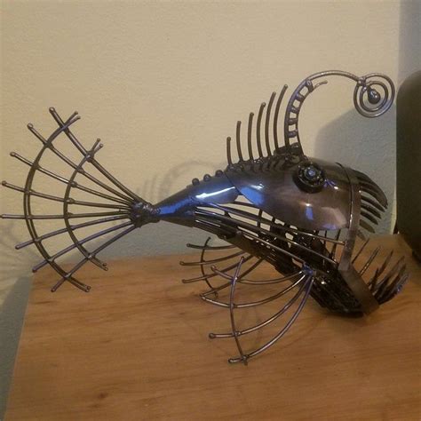 Metal Sculpture Angler Fish Steampunk Mechanical Fish Etsy Metal
