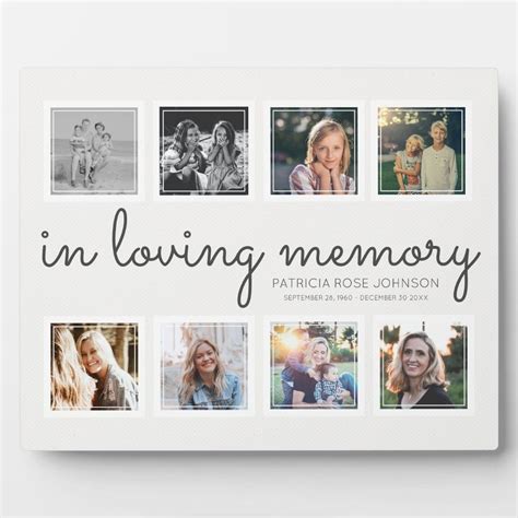 In Loving Memory Photo Collage Keepsake Tribute Plaque Zazzle In 2022