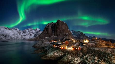 Polar Lights Over Hamnoy Norway Backiee