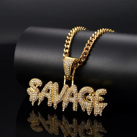 Bling Bling Hip Hop Savage Pendant Necklace Jewelry For Men N309 In