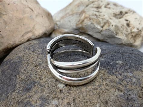 Silver Chunky Ring Boho Ring 925 Silver Ring Adjustable Etsy Uk