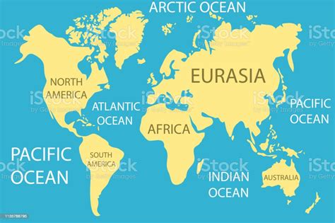 World Map Realistic World Map With Continents And Oceans Stock