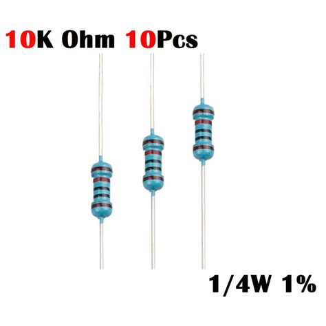 Resistor 10k Ohm 10 K 10k Ohm 14w 1 Metal Film 10x 10 Pcs Shopee