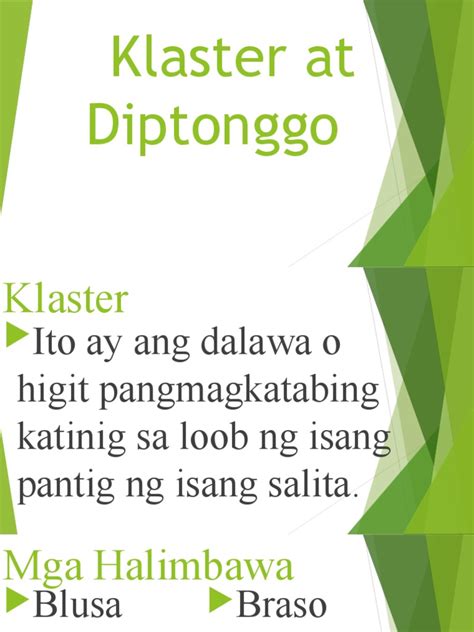 Filipino Klaster At Diptonggo Pdf