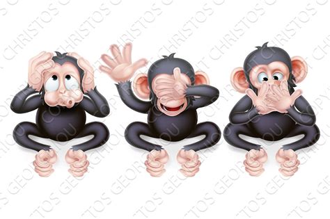 Hear No Evil See No Evil Speak No Evil Monkeys ~ Illustrations