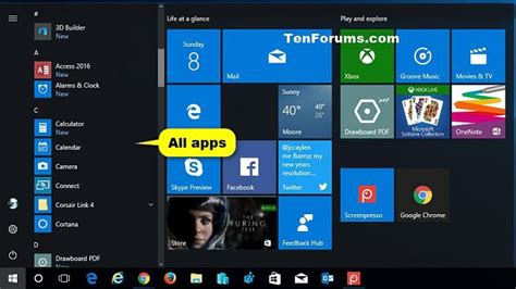 Customization All Apps In Start Menu Open And Use In Windows 10