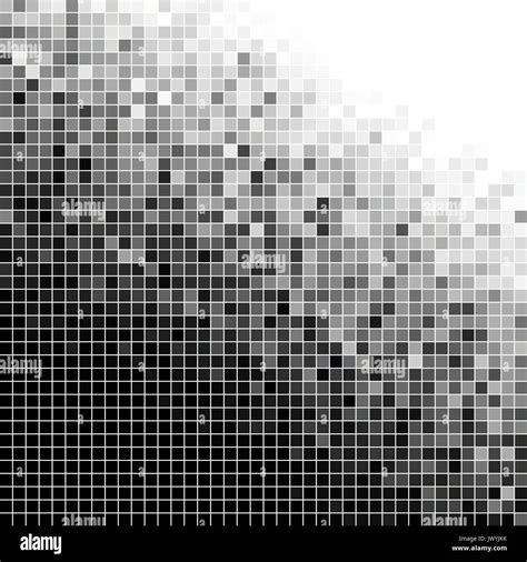 Abstract Vector Square Pixel Mosaic Background Black And White Stock