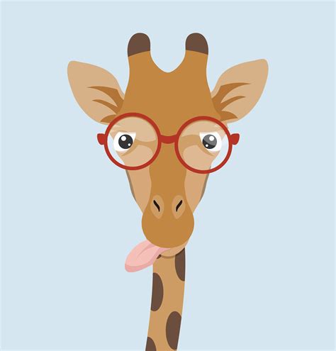 Funny Giraffe With Tongue Out Wearing Red Glasses 1741894 Vector Art At