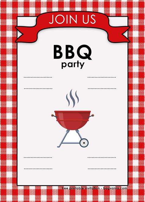 The design comes with lines or blank. FREE Printable BBQ Invitation Template for Your Parties ...