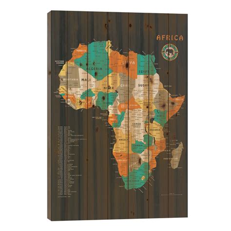 Red Barrel Studio® Africa Map On Wood By Jazzberry Blue Graphic Print