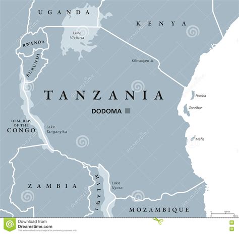 Tanzania Political Map Stock Vector Illustration Of Kilimanjaro 80483929