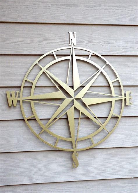 Nautical Compass Rose Metal Wall Art Etsy