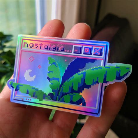 Holographic Nostalgia Sticker Aconfuseddragon Vinyl Sticker Pixel