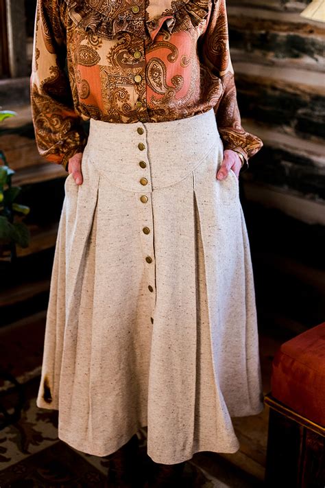 Lacey Jean Homestead Skirt In Oatmeal Wool Revivall Clothing
