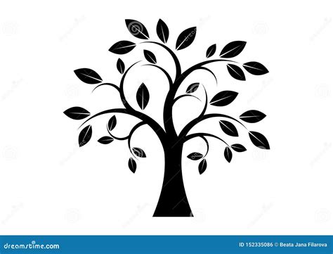 Decor Tree Black Silhouette Clip Art Stock Vector Illustration Of