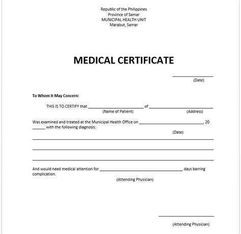 Medical Certificate Template Word Templates For Free Download